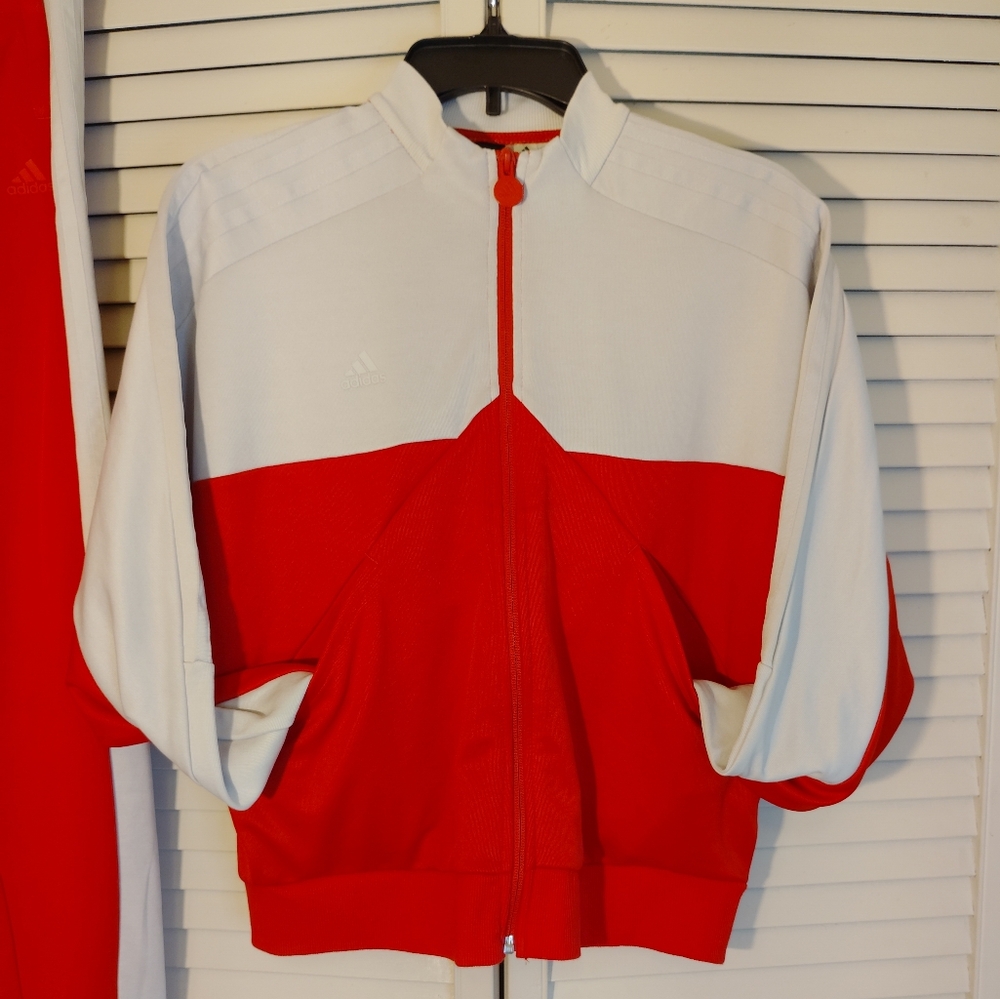 Adidas Red / White Joggers Tapered Sweatpants - Picture 4 of 11